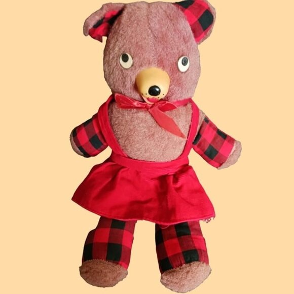 Vtg 2 bears plush w/rubber snout - Picture 5 of 9